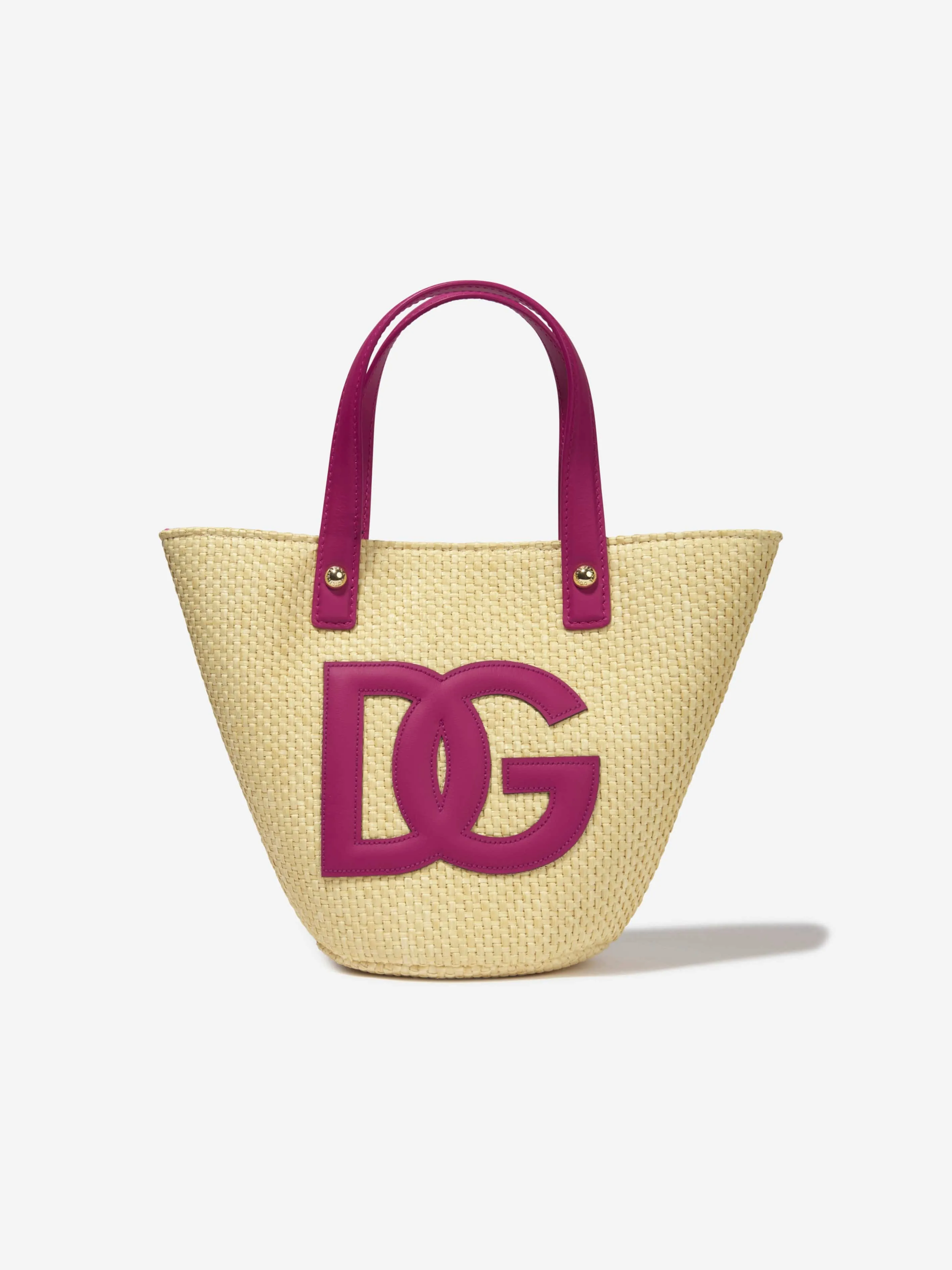 Dolce & Gabbana Girls Straw Logo Tote Bag (W:27cm)