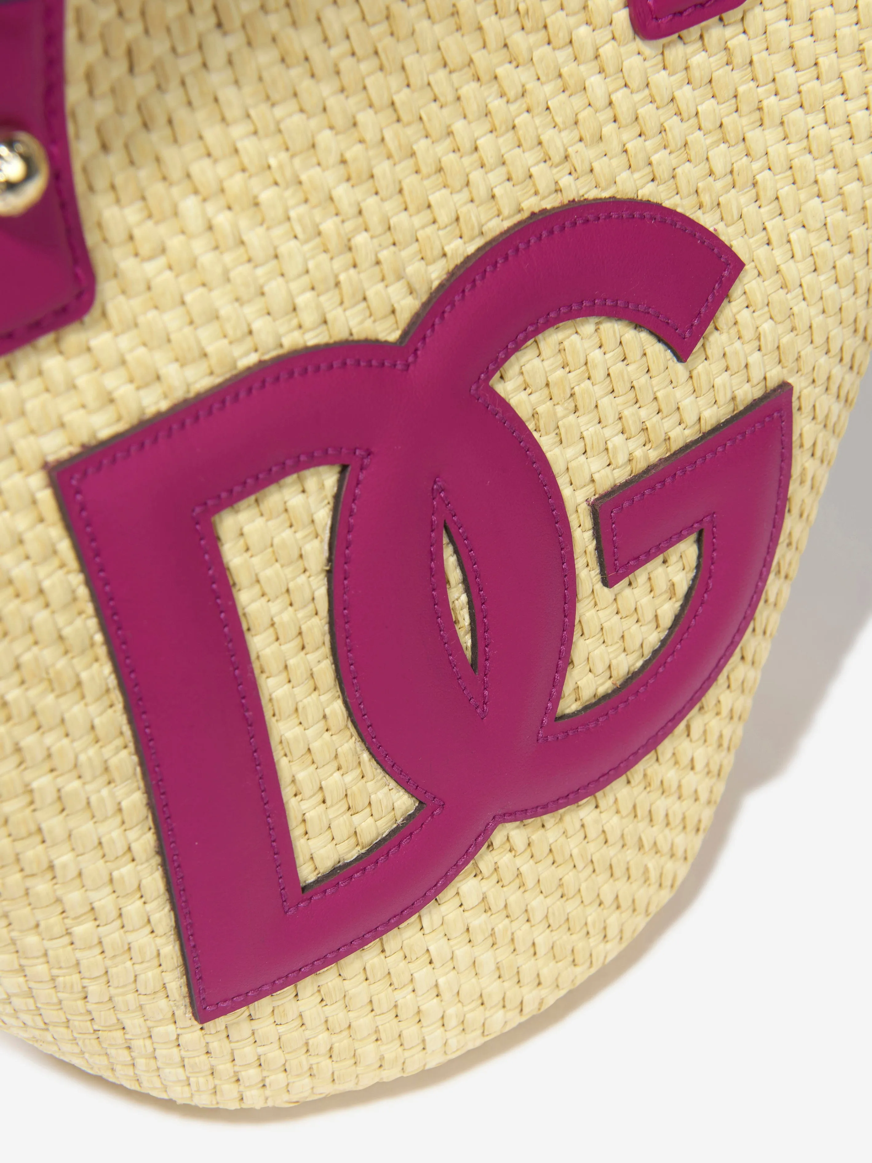 Dolce & Gabbana Girls Straw Logo Tote Bag (W:27cm)