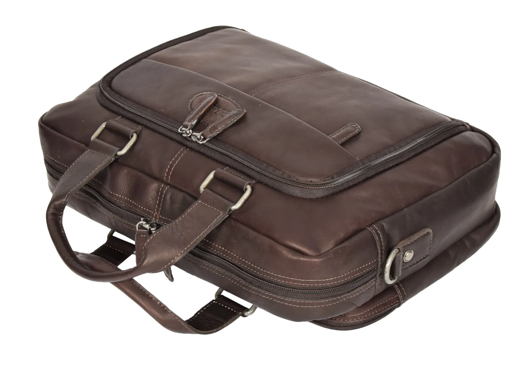 DR279 Men's Briefcase Genuine Soft Leather Laptop Bag Brown