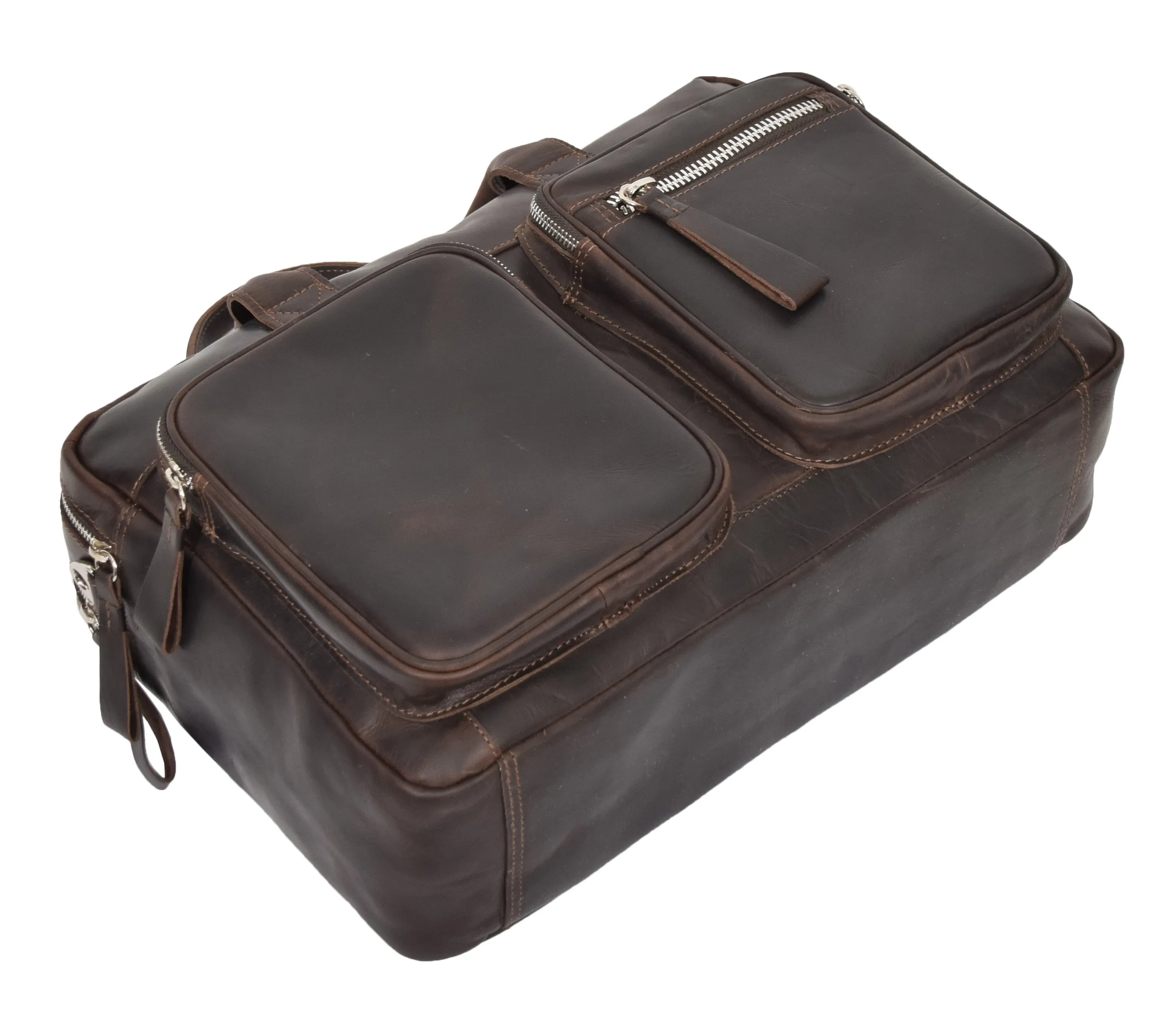 DR280 Men's Vintage Leather Organizer Briefcase Brown