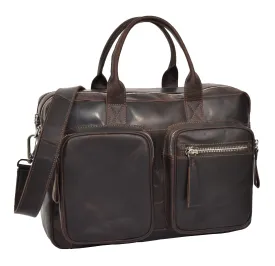 DR280 Men's Vintage Leather Organizer Briefcase Brown