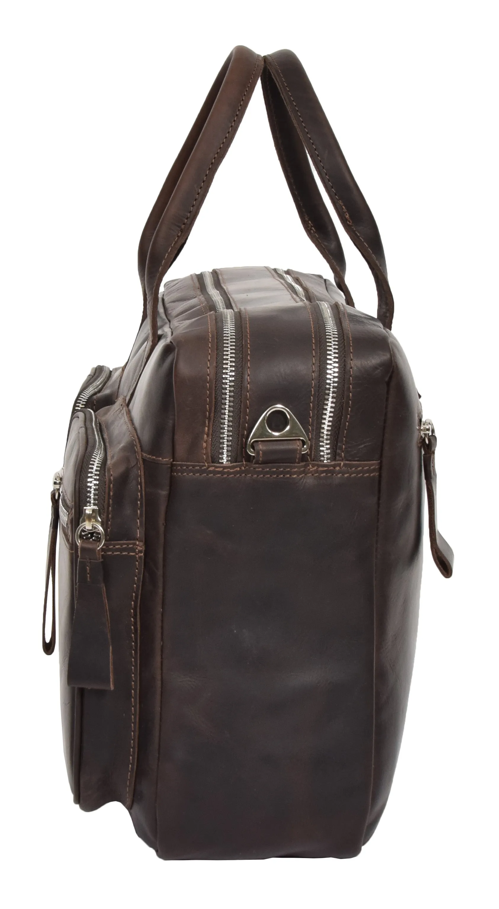 DR280 Men's Vintage Leather Organizer Briefcase Brown