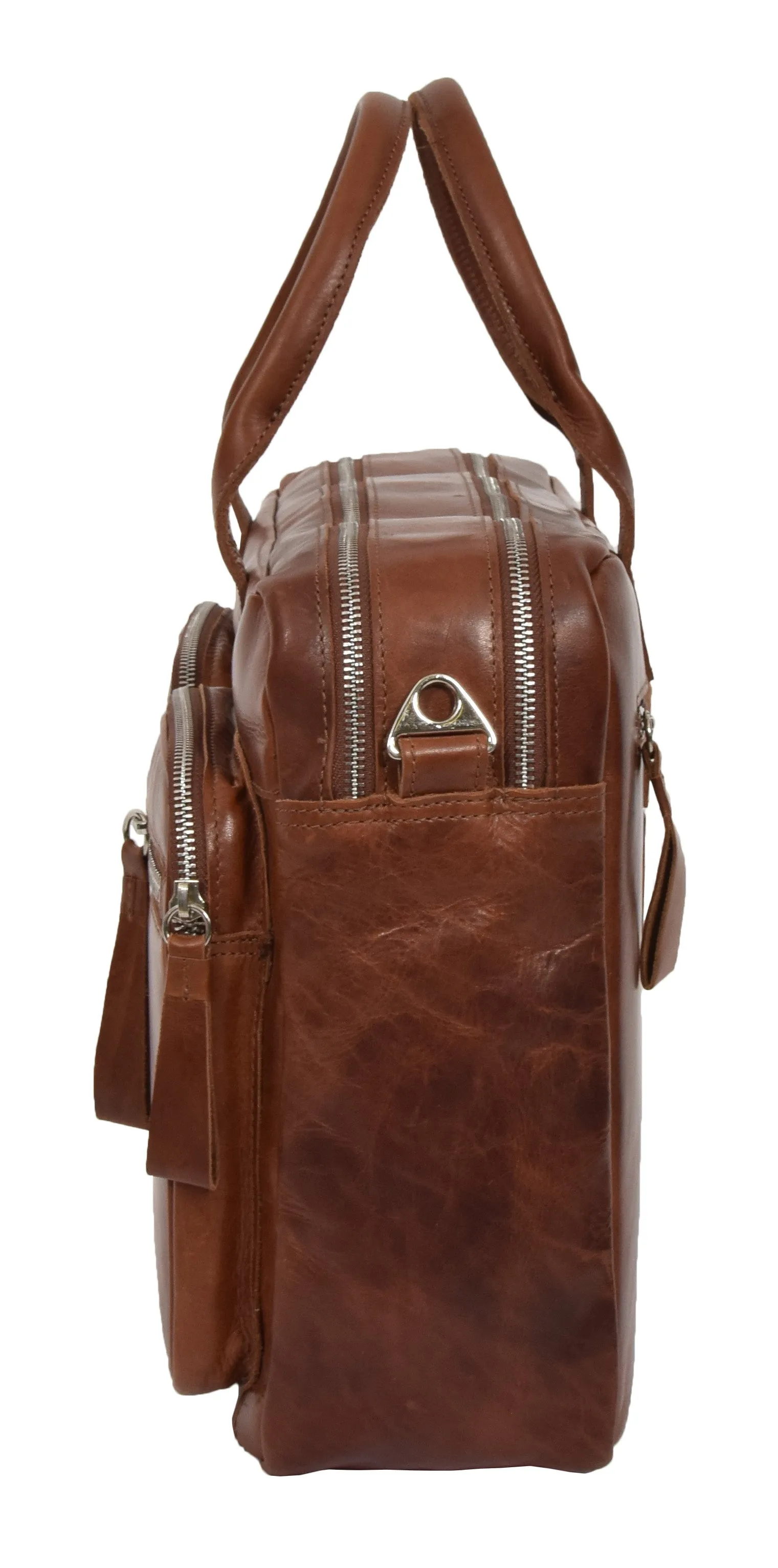 DR280 Men's Vintage Leather Organizer Briefcase Tan