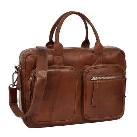 DR280 Men's Vintage Leather Organizer Briefcase Tan