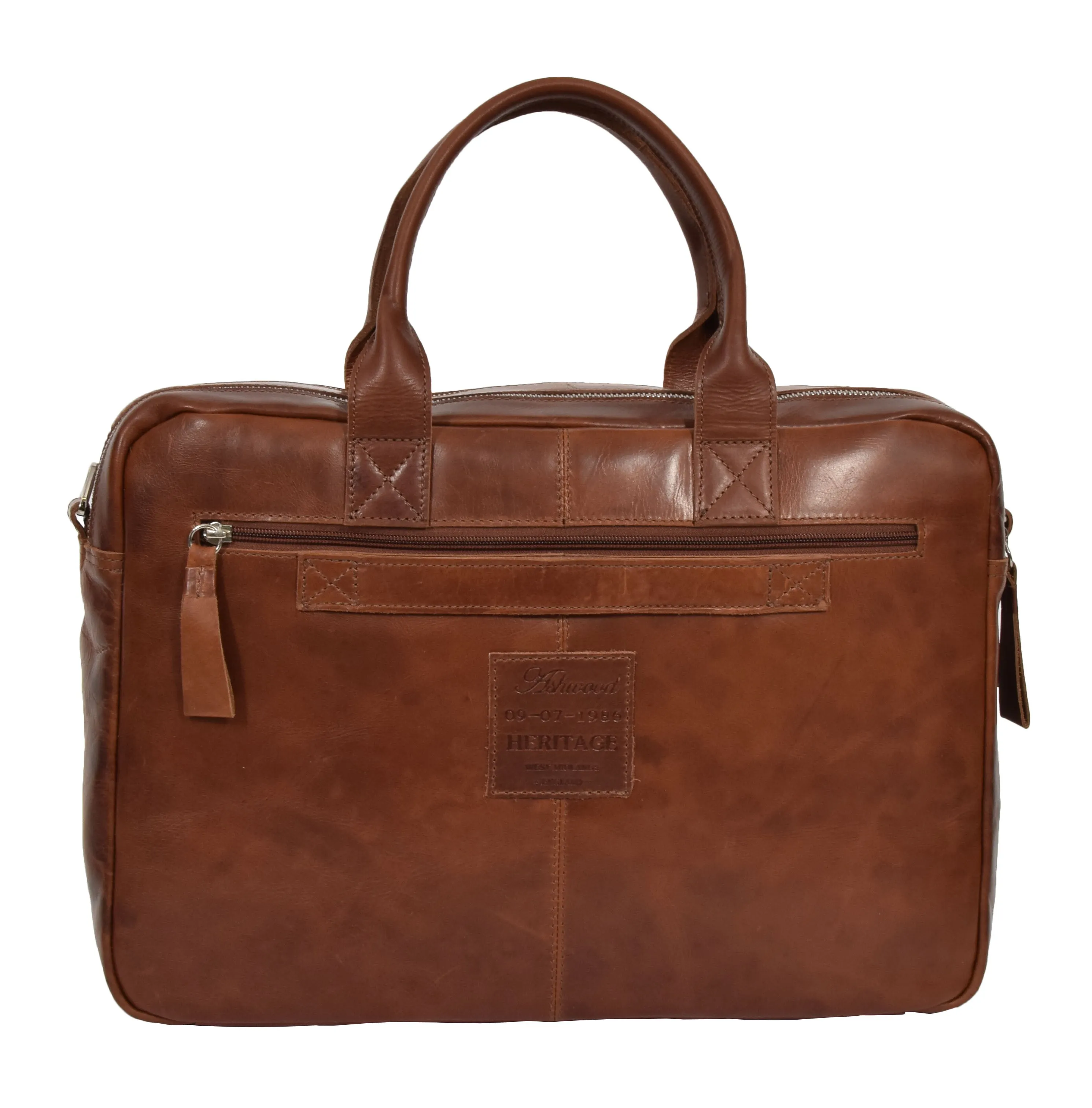 DR280 Men's Vintage Leather Organizer Briefcase Tan