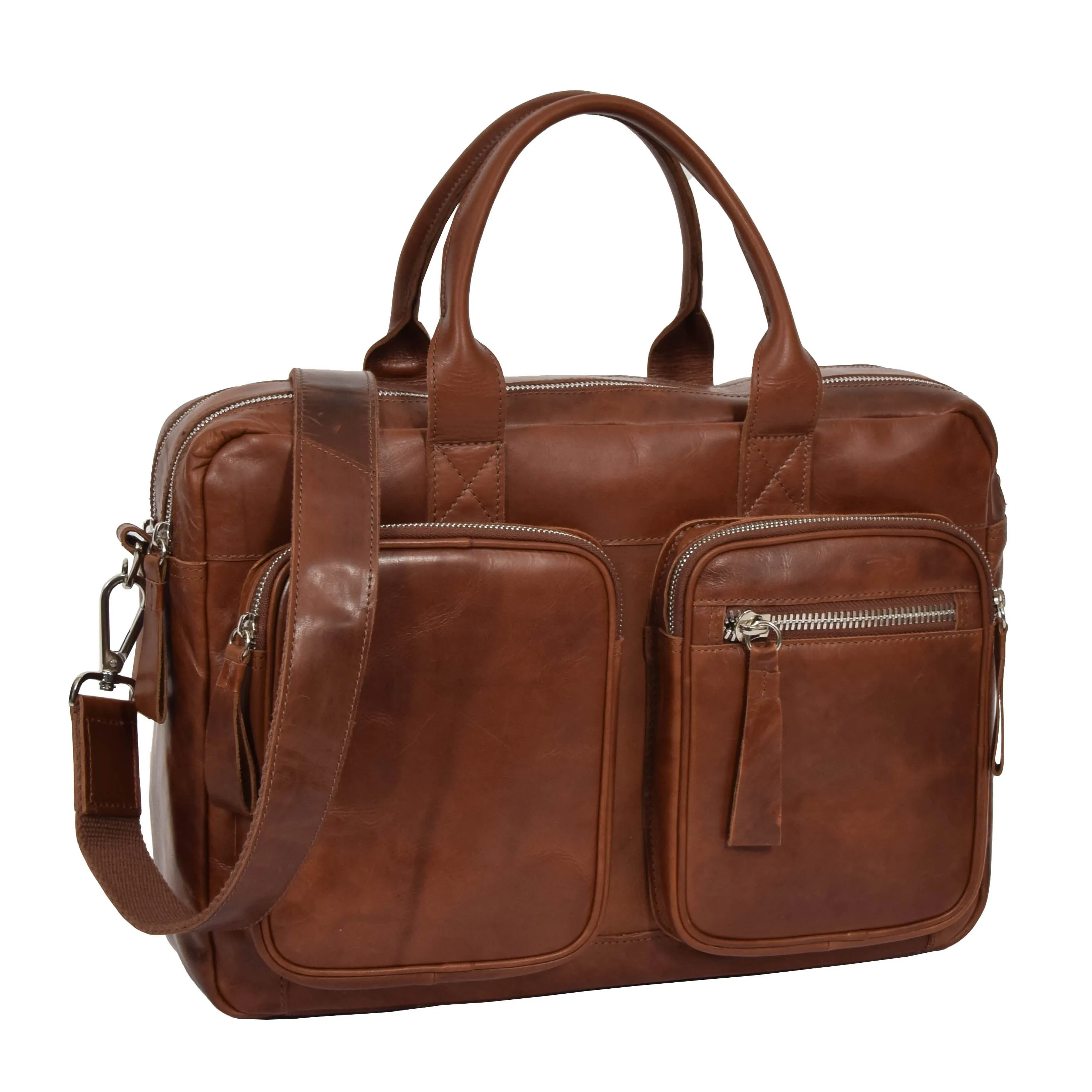 DR280 Men's Vintage Leather Organizer Briefcase Tan