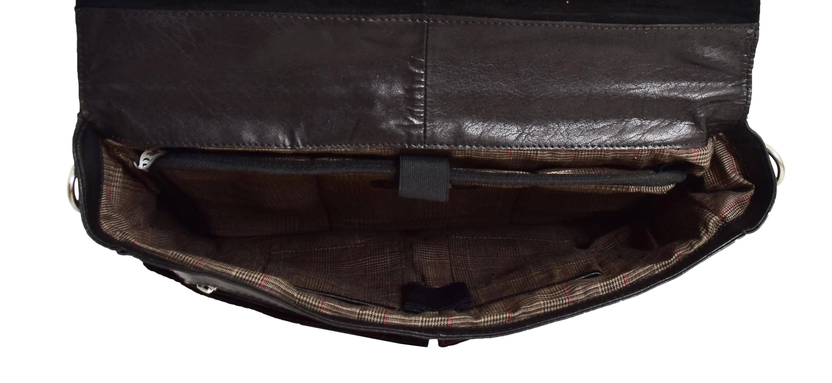 DR457 Men's Leather Briefcase Cross Body Satchel Bag Black