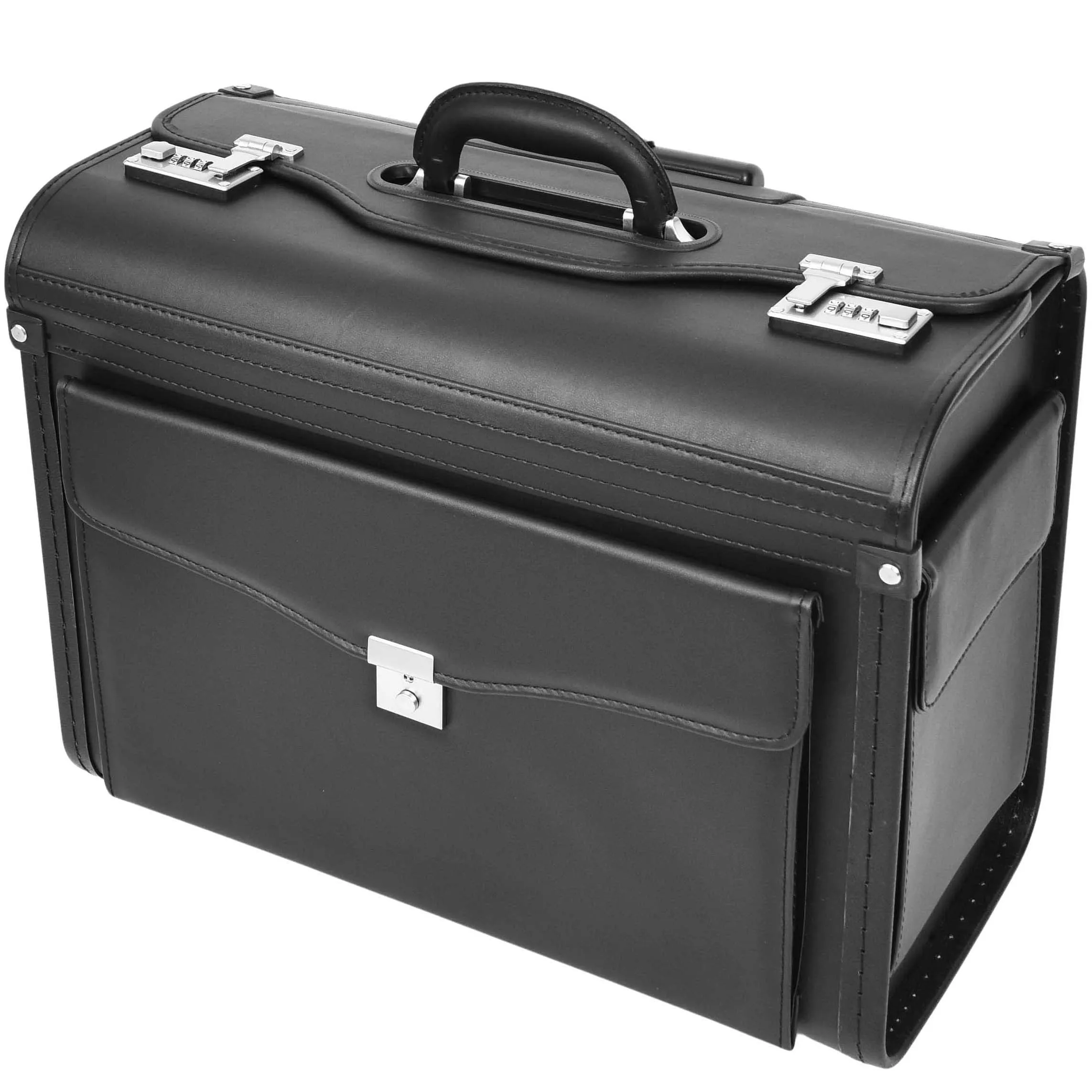 DR637 Durable Leather Cabin Wheeled Pilot Case Executive Laptop Bag Black
