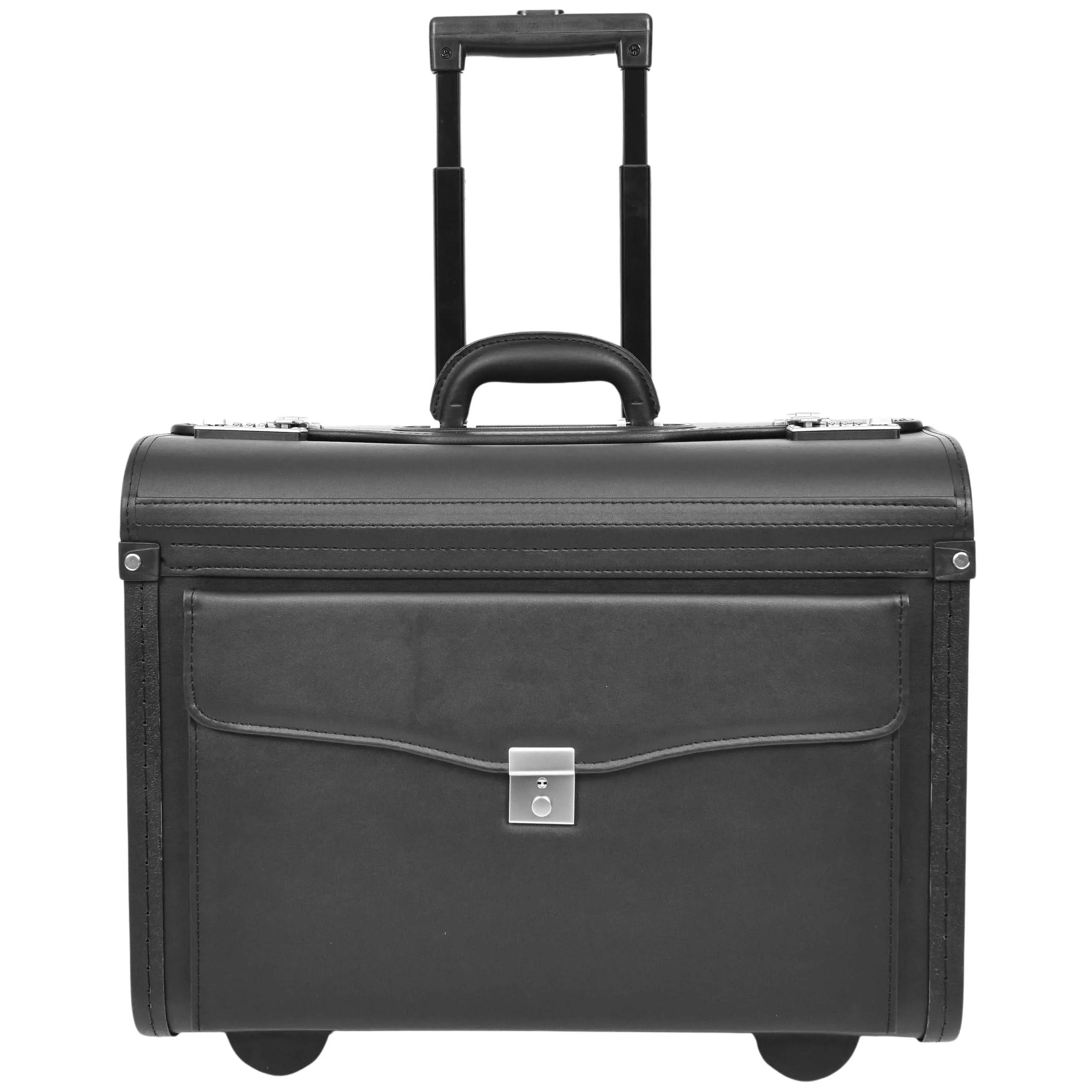 DR637 Durable Leather Cabin Wheeled Pilot Case Executive Laptop Bag Black