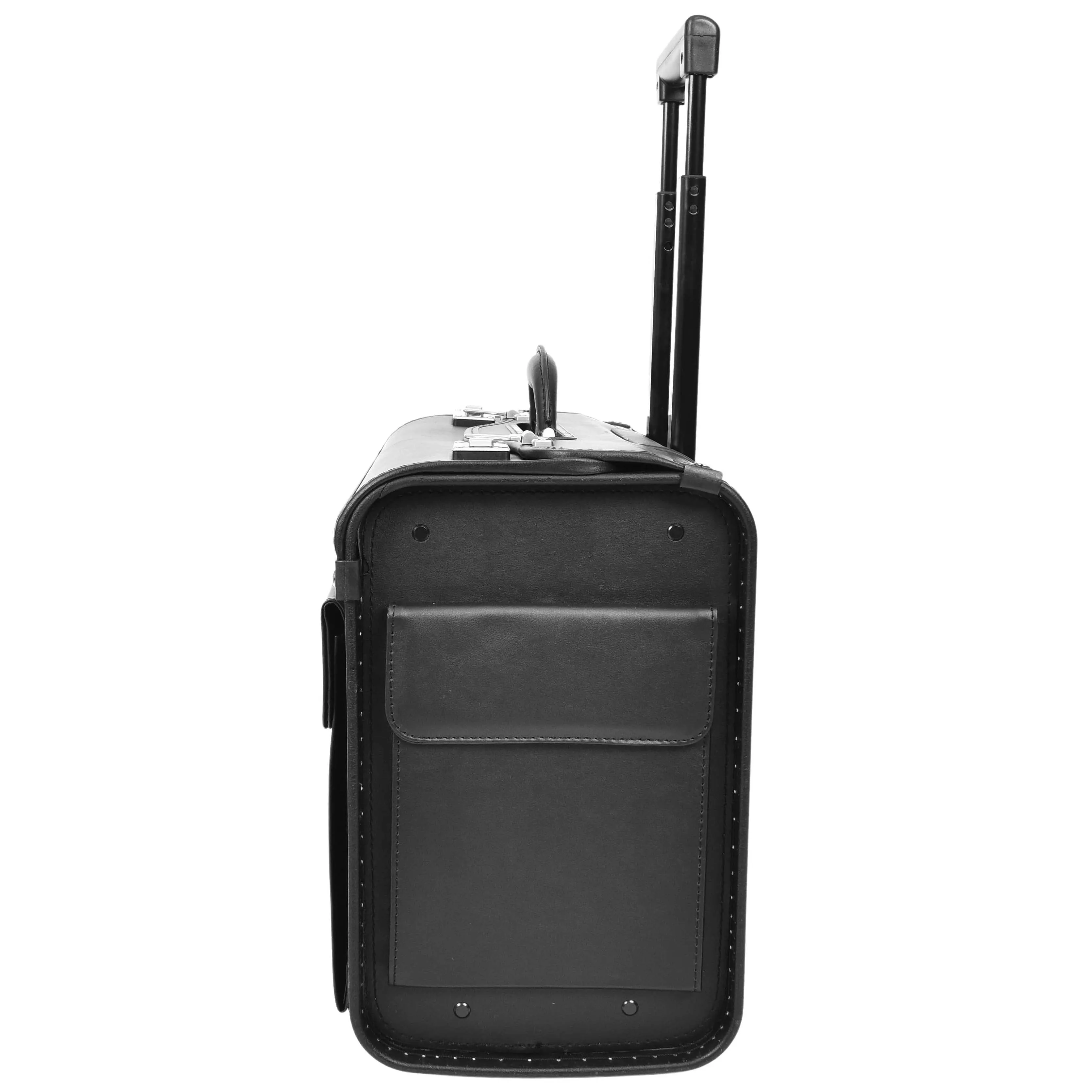 DR637 Durable Leather Cabin Wheeled Pilot Case Executive Laptop Bag Black