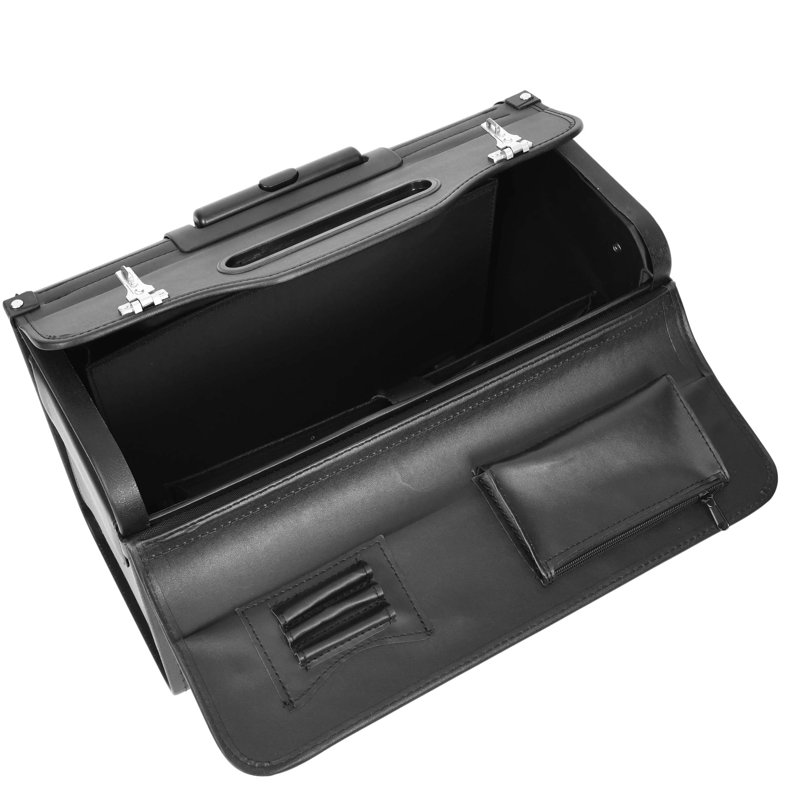 DR637 Durable Leather Cabin Wheeled Pilot Case Executive Laptop Bag Black