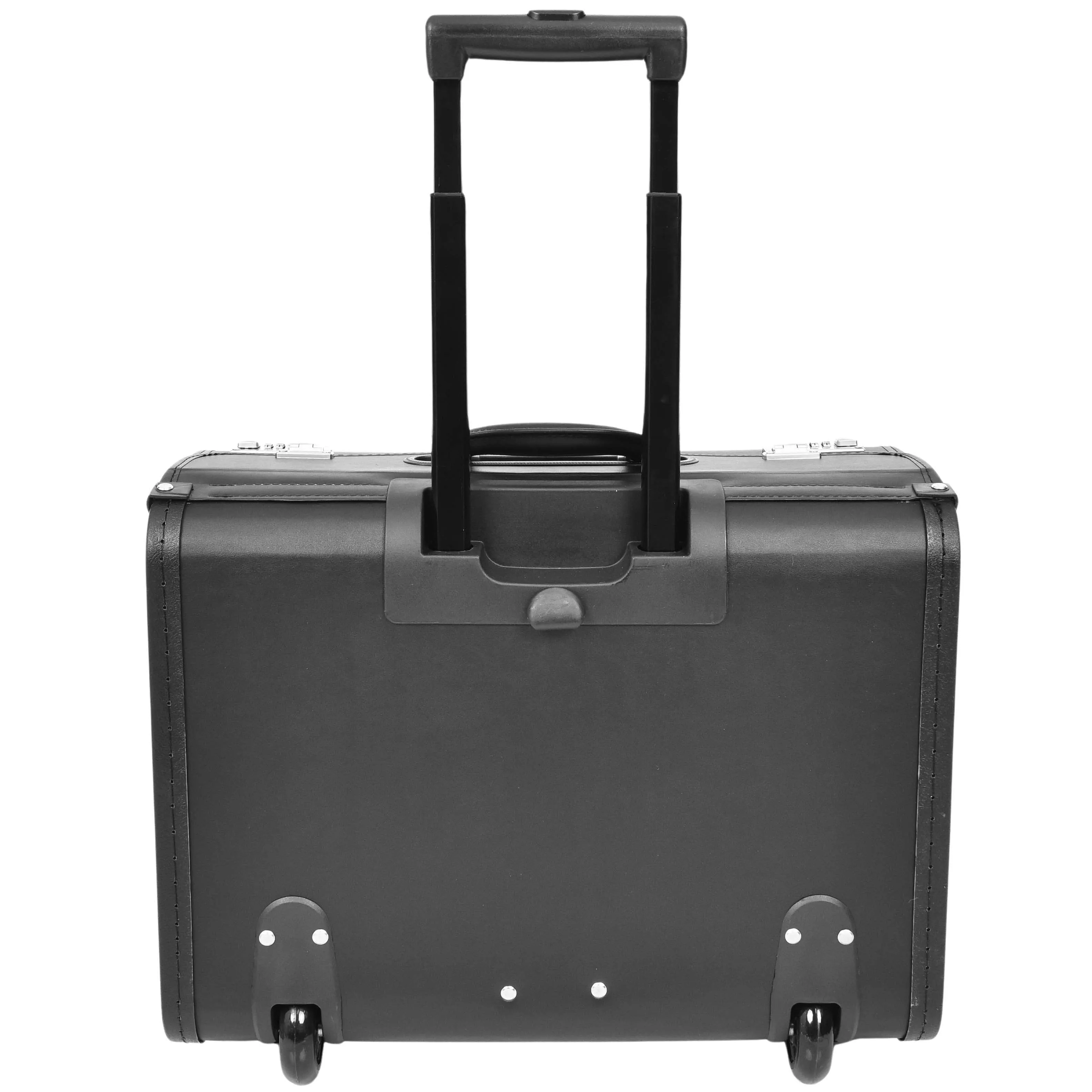 DR637 Durable Leather Cabin Wheeled Pilot Case Executive Laptop Bag Black