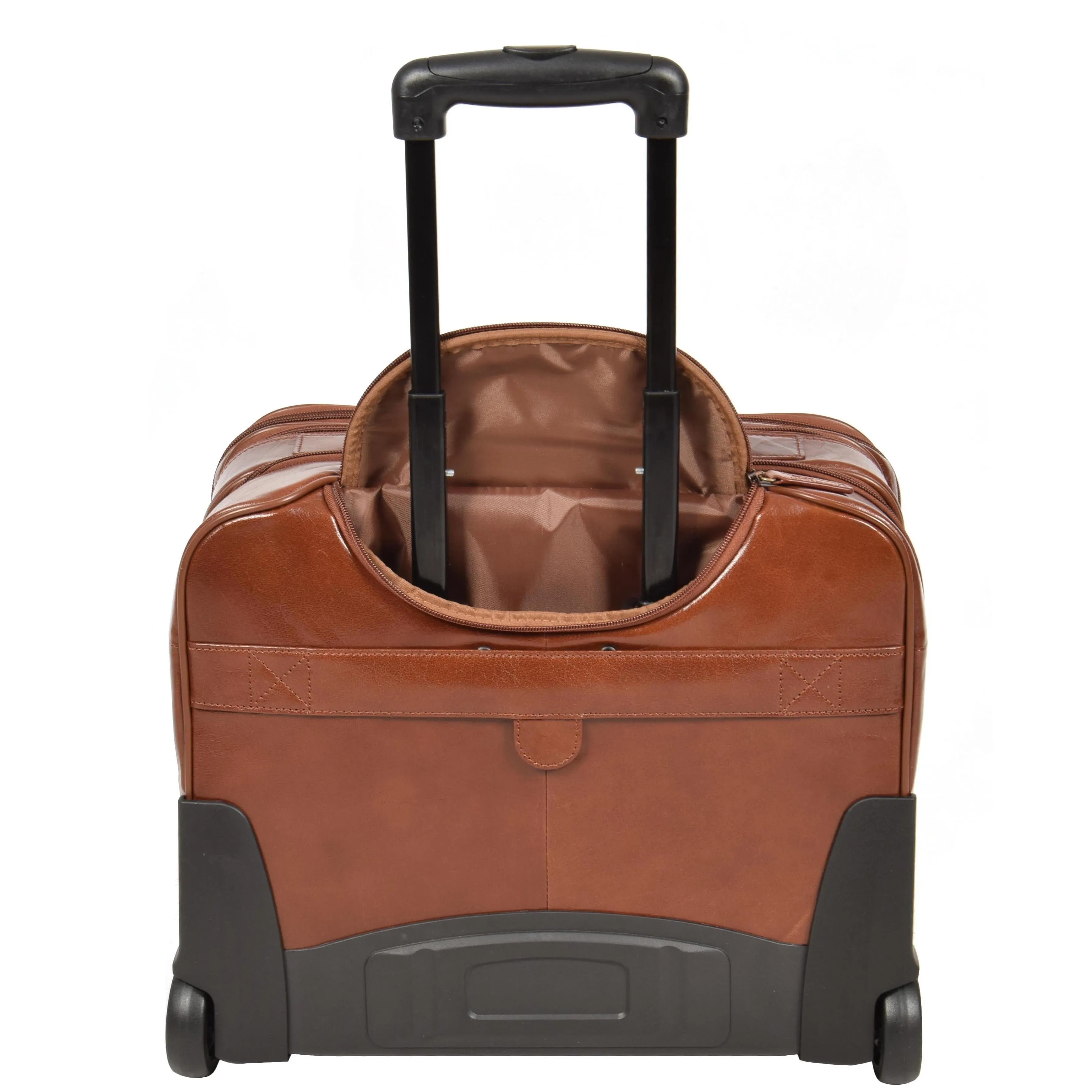 DR640 Genuine Leather Wheeled Travel Laptop Pilot Case Chestnut