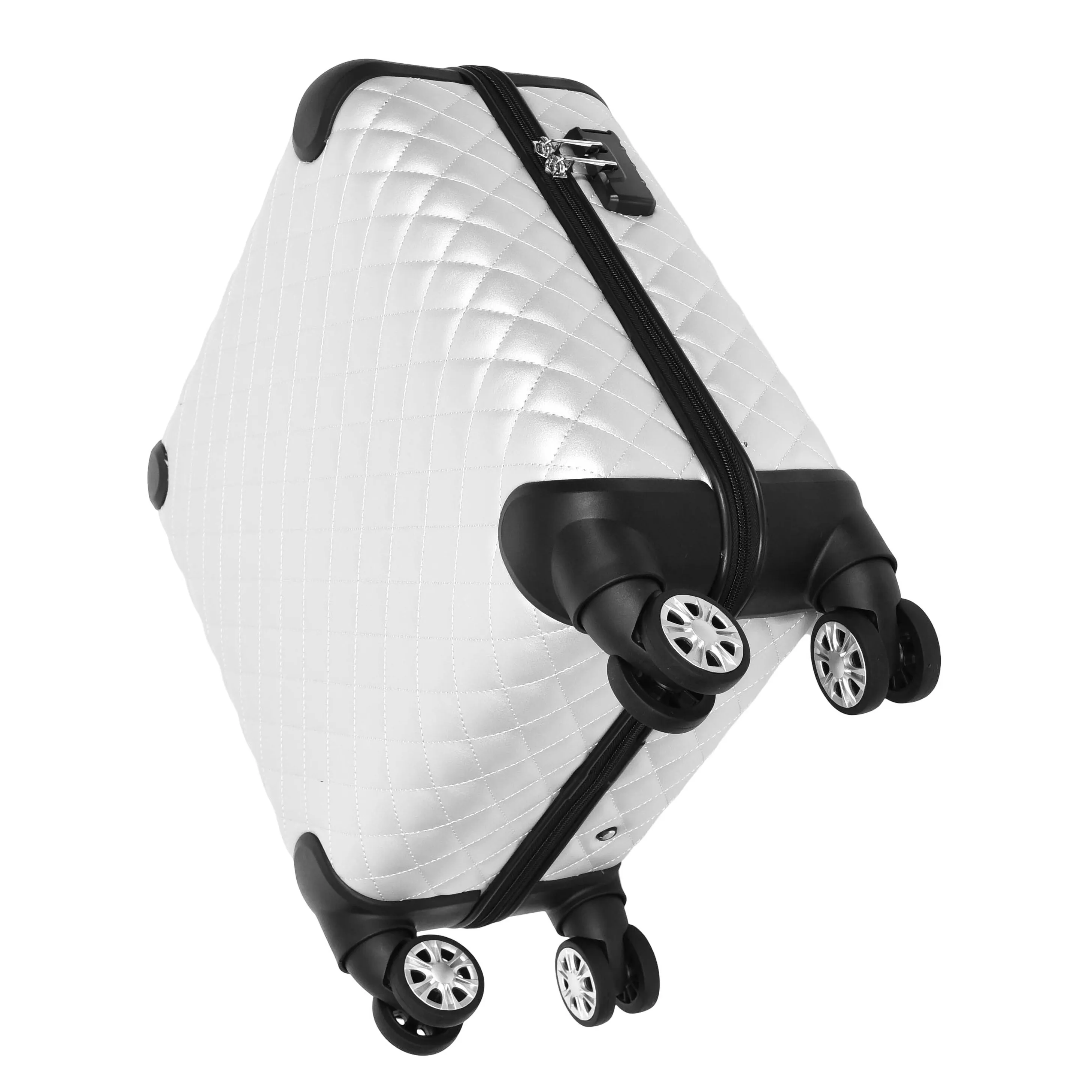 DR697 Four Wheel Pilot Case Quilted Lightweight Cabin Bag Silver