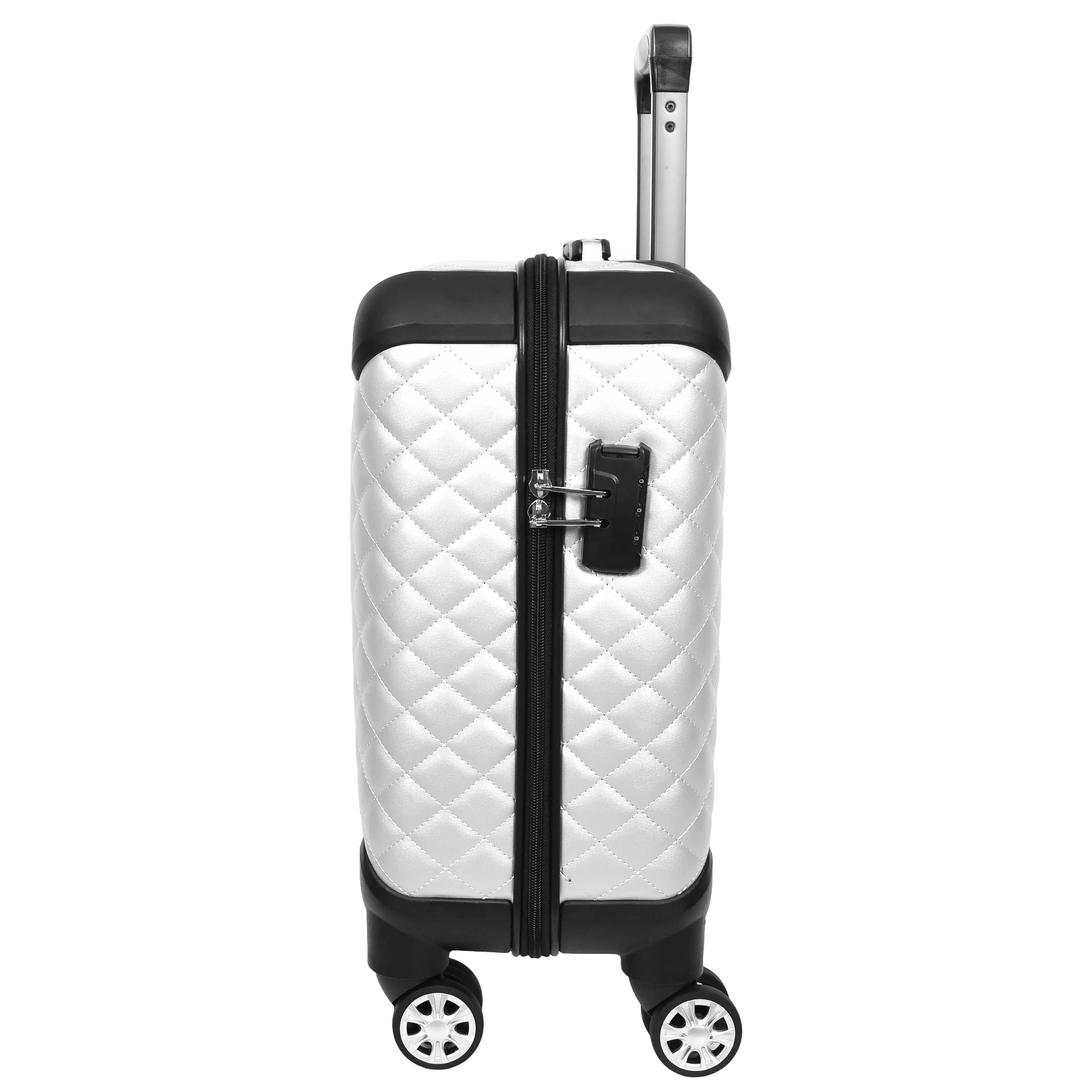 DR697 Four Wheel Pilot Case Quilted Lightweight Cabin Bag Silver
