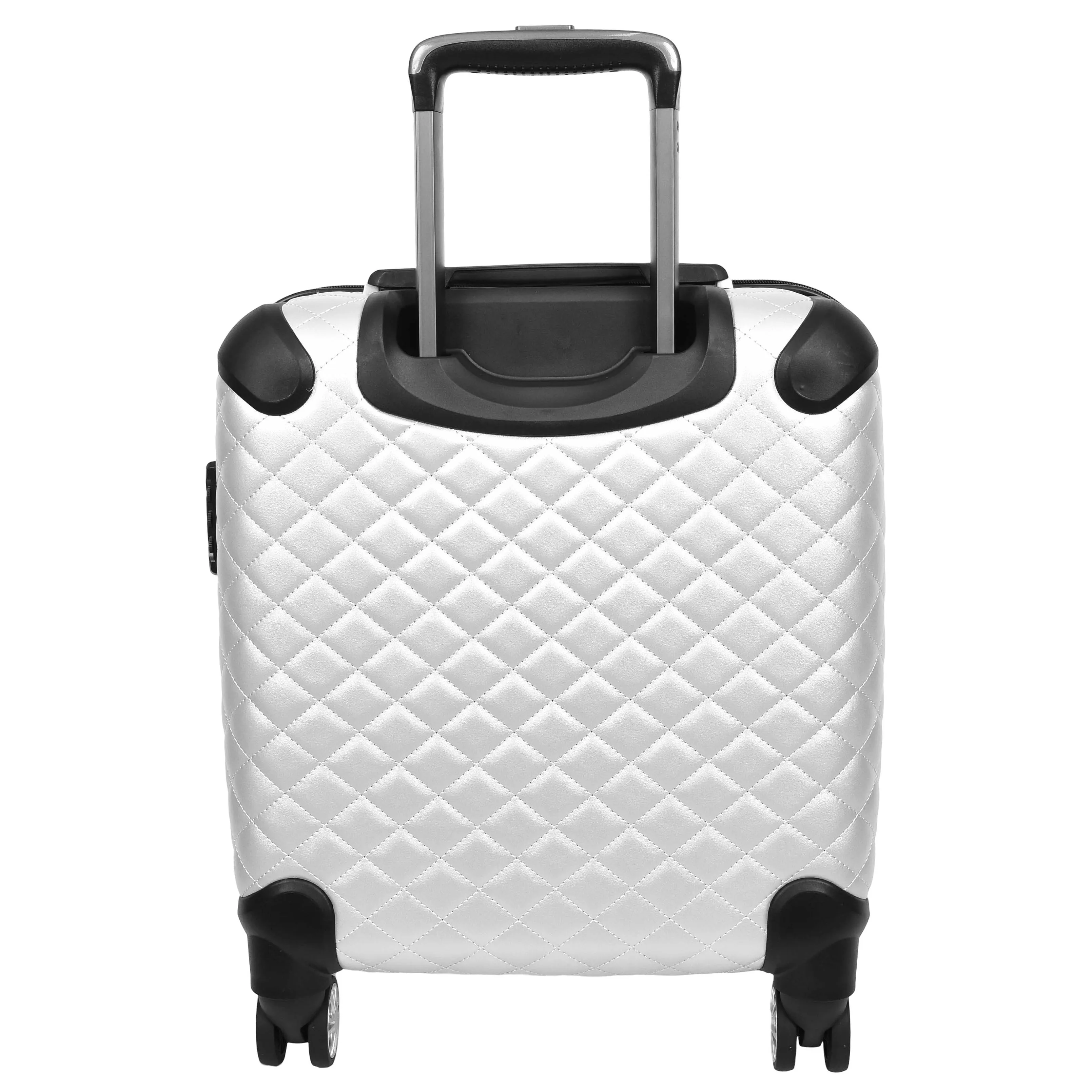 DR697 Four Wheel Pilot Case Quilted Lightweight Cabin Bag Silver