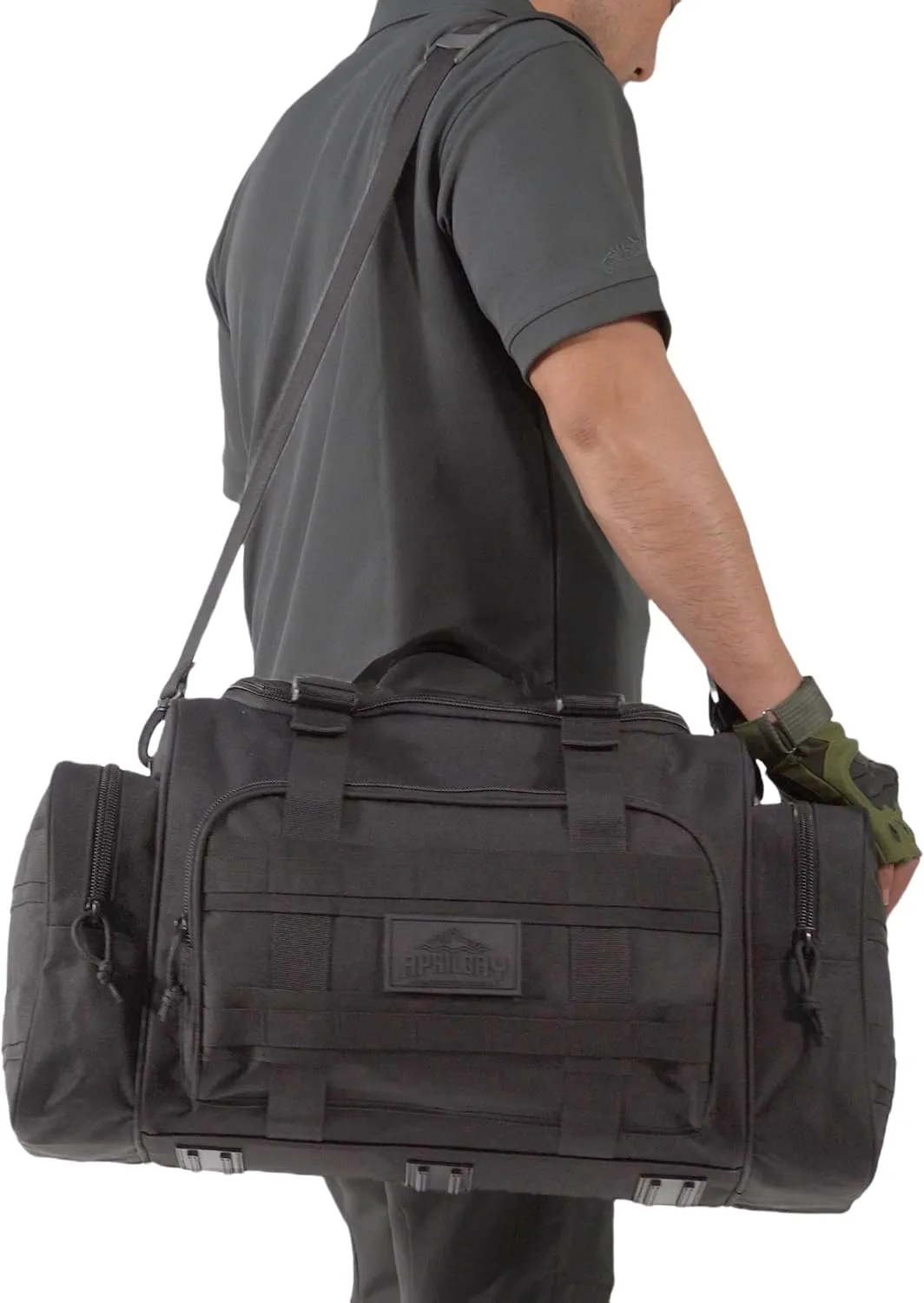 Duffel Bag  Heavy Duty Tactical Gym Bag for Men, Splashwater-Proof Weekender Travel Bag for Basketball, Football, Soccer, Hiking, and Hunting (Black)