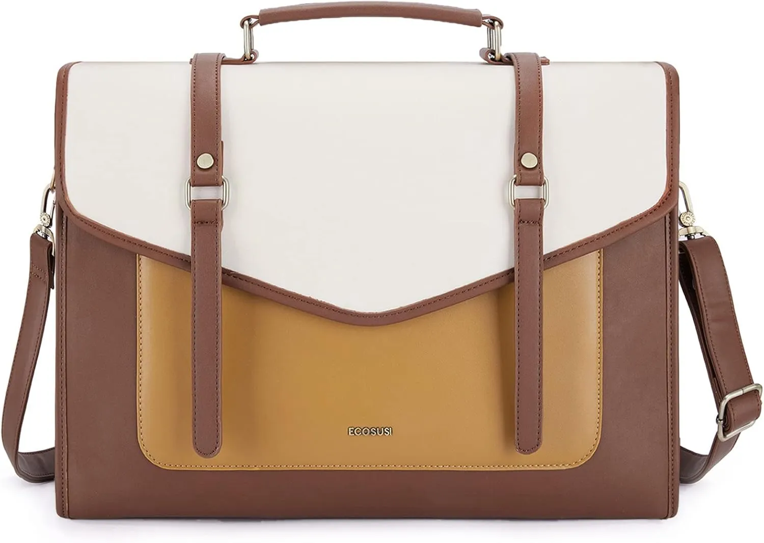 ECOSUSI Laptop Bag for Women 15.6 inch PU Leather Briefcase Large Computer Satchel Bag Professional Work Messenger Bag