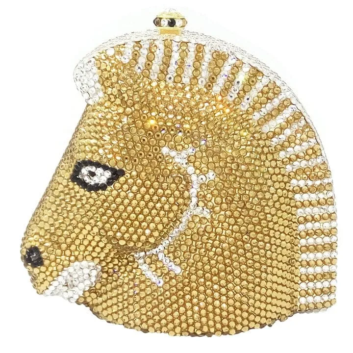 Elegant Horse Head Mini Crystal Evening Purse