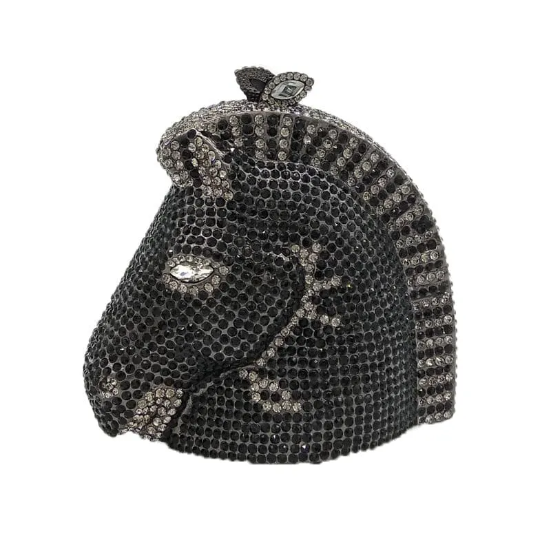 Elegant Horse Head Mini Crystal Evening Purse