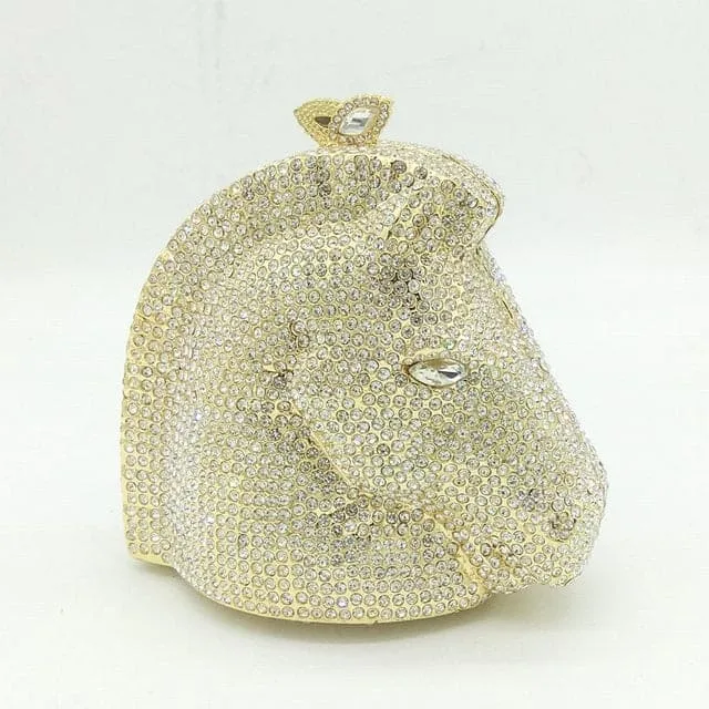 Elegant Horse Head Mini Crystal Evening Purse