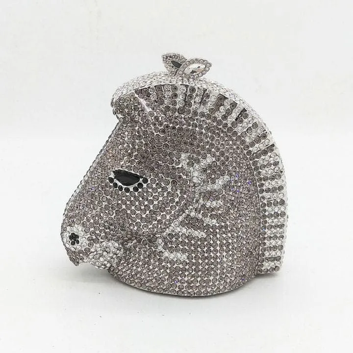 Elegant Horse Head Mini Crystal Evening Purse