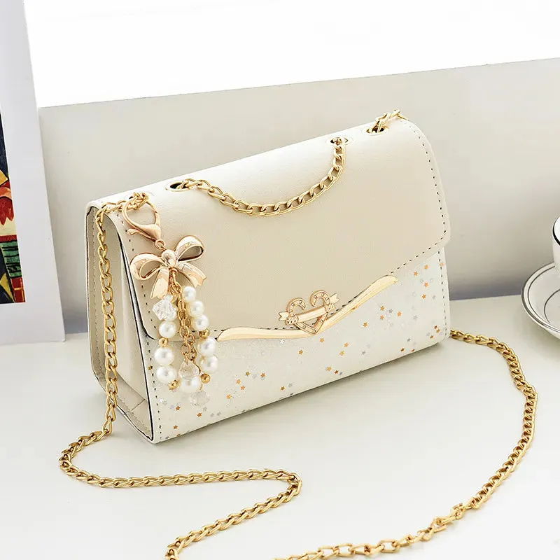 Elegant Pearl-Embellished Clutch Bag