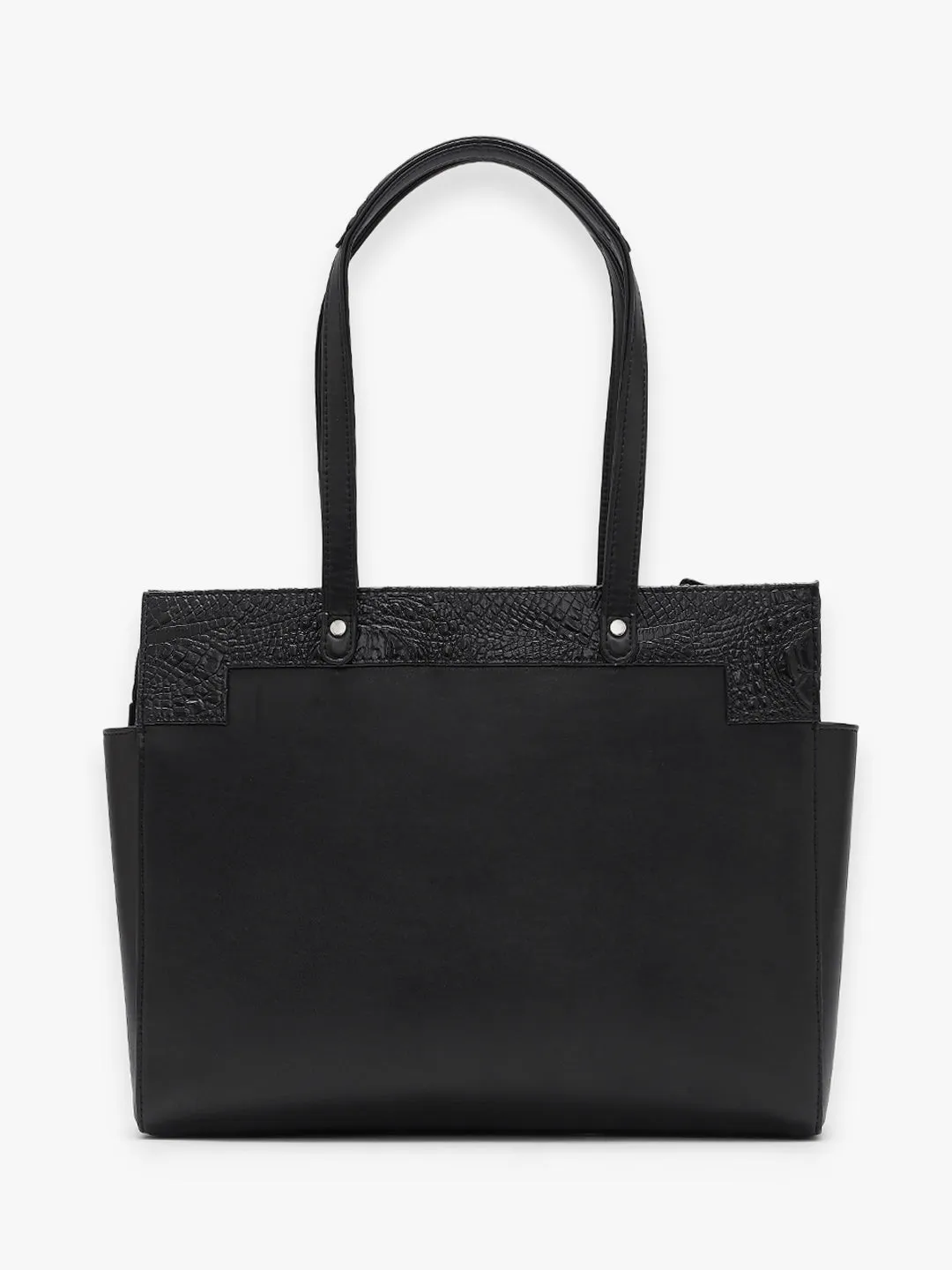 Estelle Croco Tote Bag - Black   Pouch & Wallet Combo