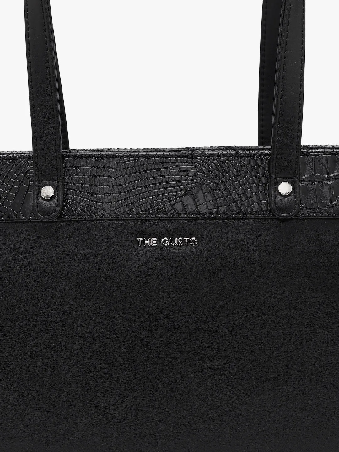 Estelle Croco Tote Bag - Black   Pouch & Wallet Combo