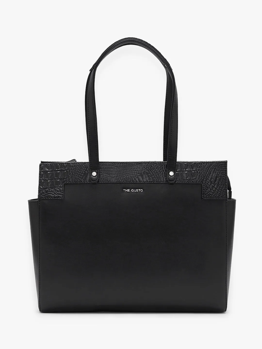 Estelle Croco Tote Bag - Black   Pouch & Wallet Combo