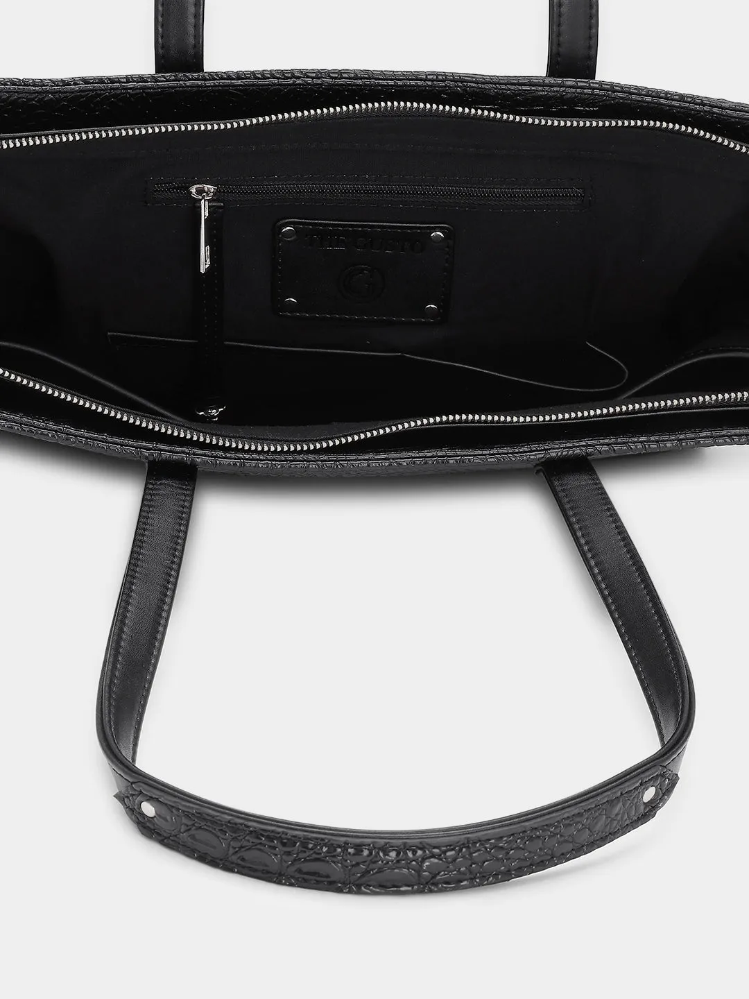 Estelle Croco Tote Bag - Black   Pouch & Wallet Combo