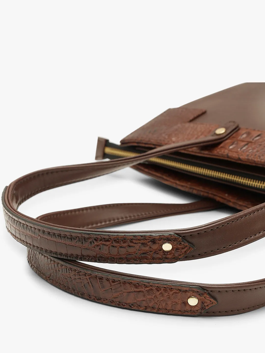 Estelle Croco Tote Bag - Coffee Brown