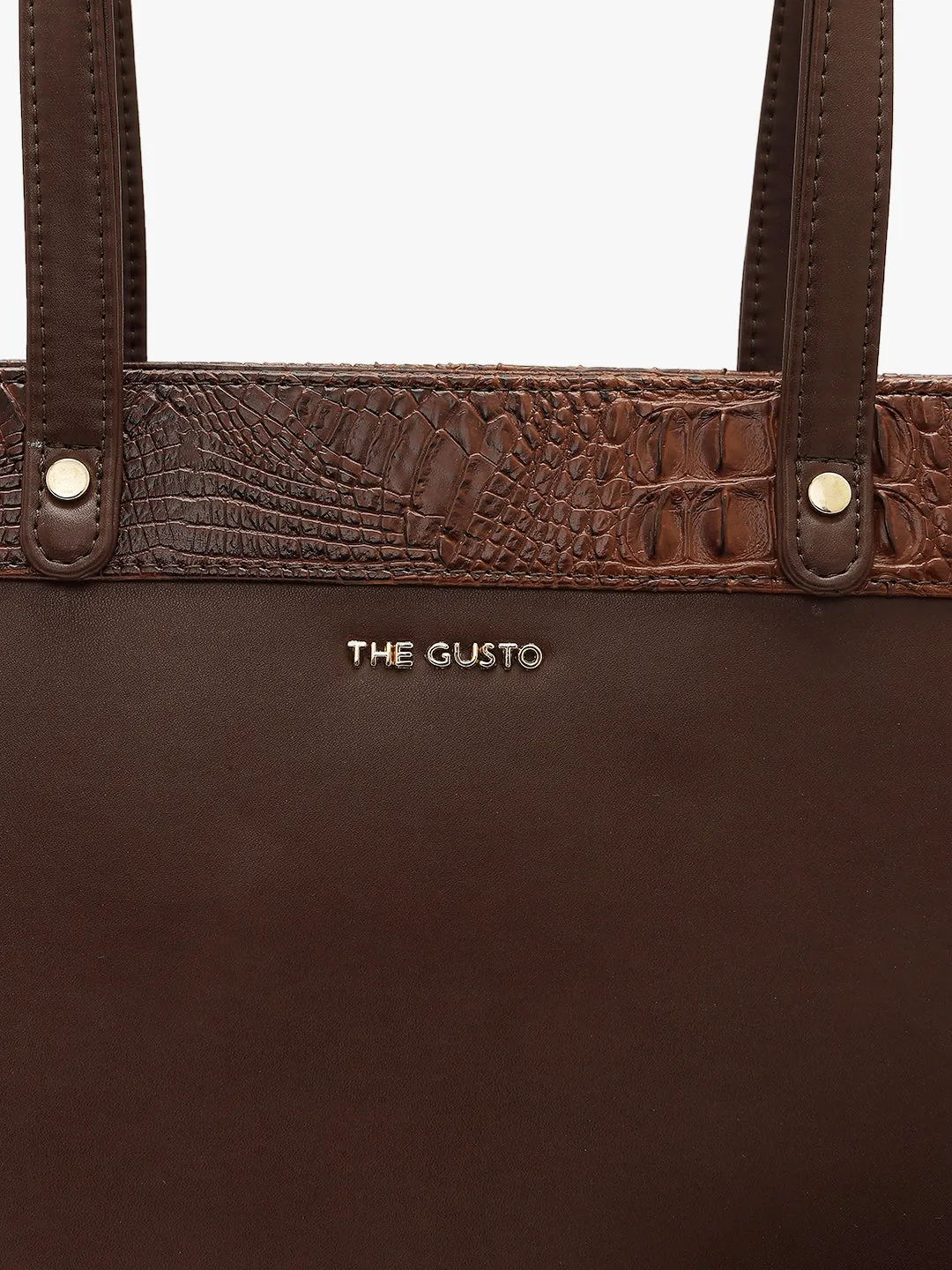 Estelle Croco Tote Bag - Coffee Brown