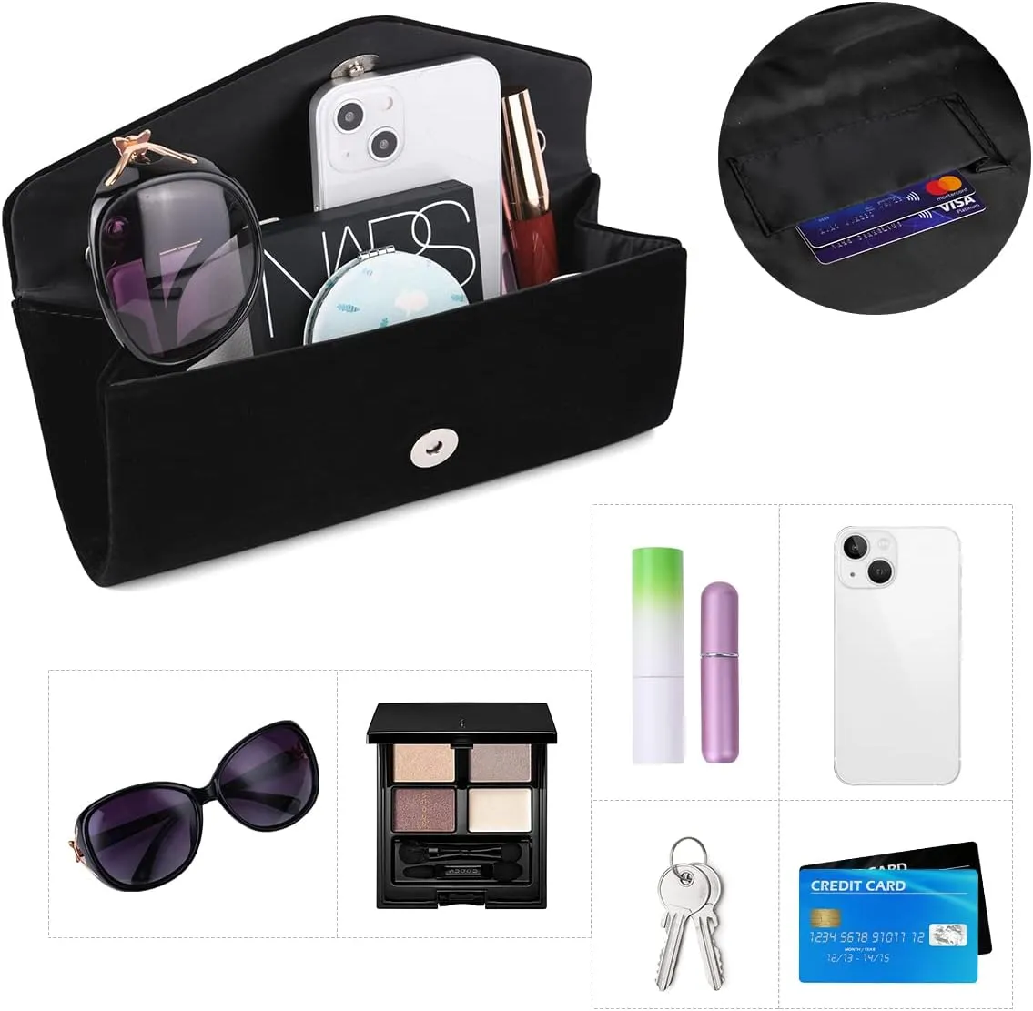Evening Bag Clutch Purses for Women, Rhinestones Purse, Sparkling Envelope Evening Bag with Detachable Chain