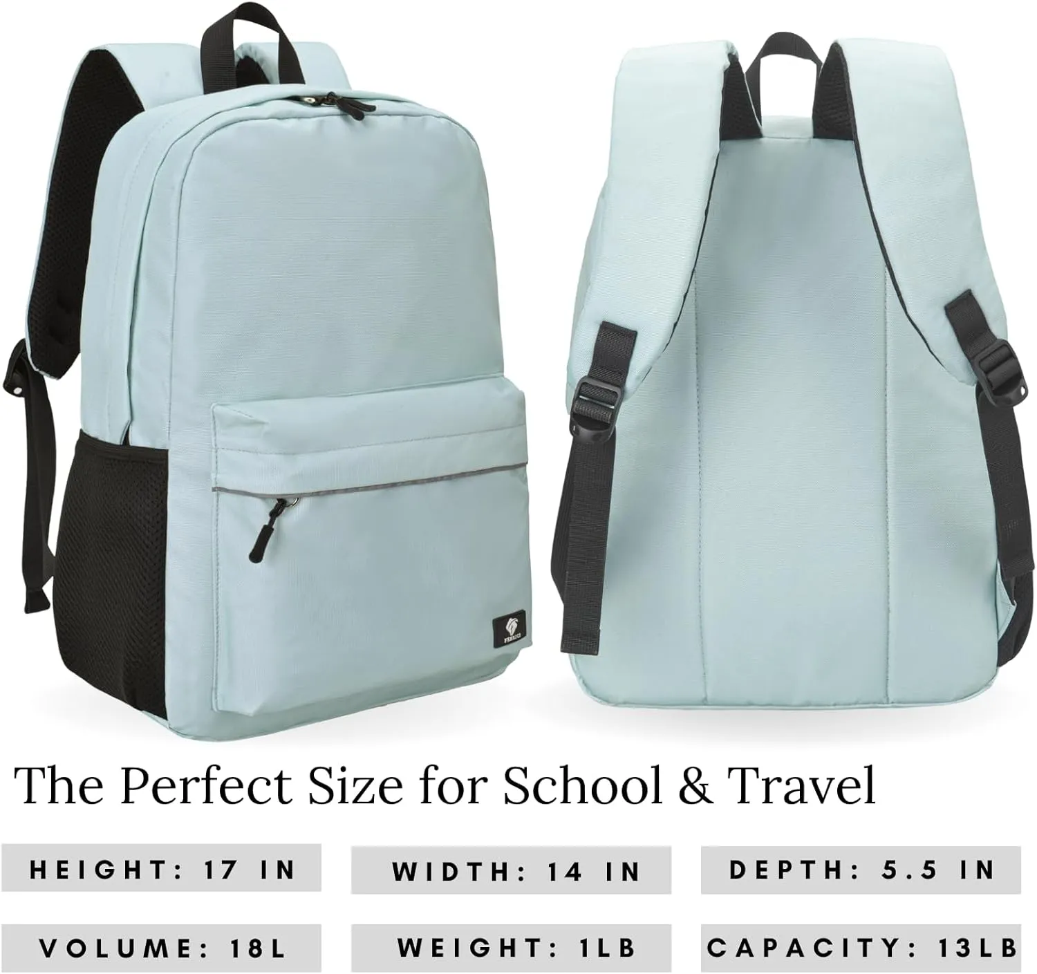 Fenrici Sage Green Backpack  Stylish, Aesthetic Bookbag for Teens, Girls & Boys | Perfect for School & Travel with Padded Laptop Compartment