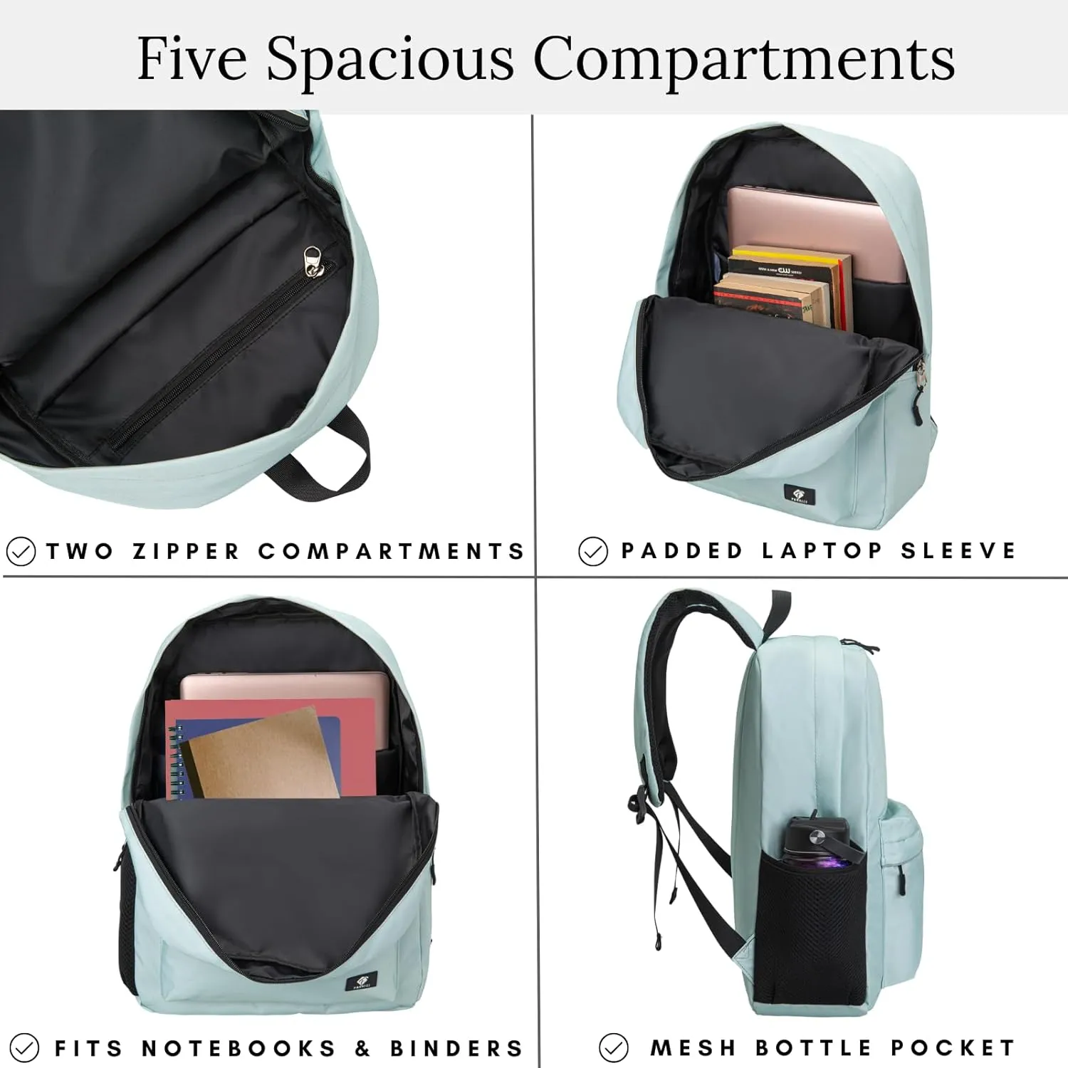 Fenrici Sage Green Backpack  Stylish, Aesthetic Bookbag for Teens, Girls & Boys | Perfect for School & Travel with Padded Laptop Compartment
