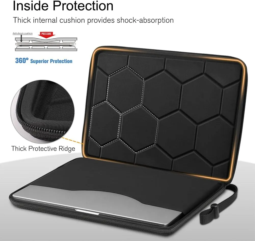 FINPAC 15.6-inch Hard Laptop Sleeve Case Compatible with 15.6 Inch Acer Aspire, Shockproof Computer Carrying Case for 15.6 Inch HP Dell Razer Samsung Laptop Chromebook, Black