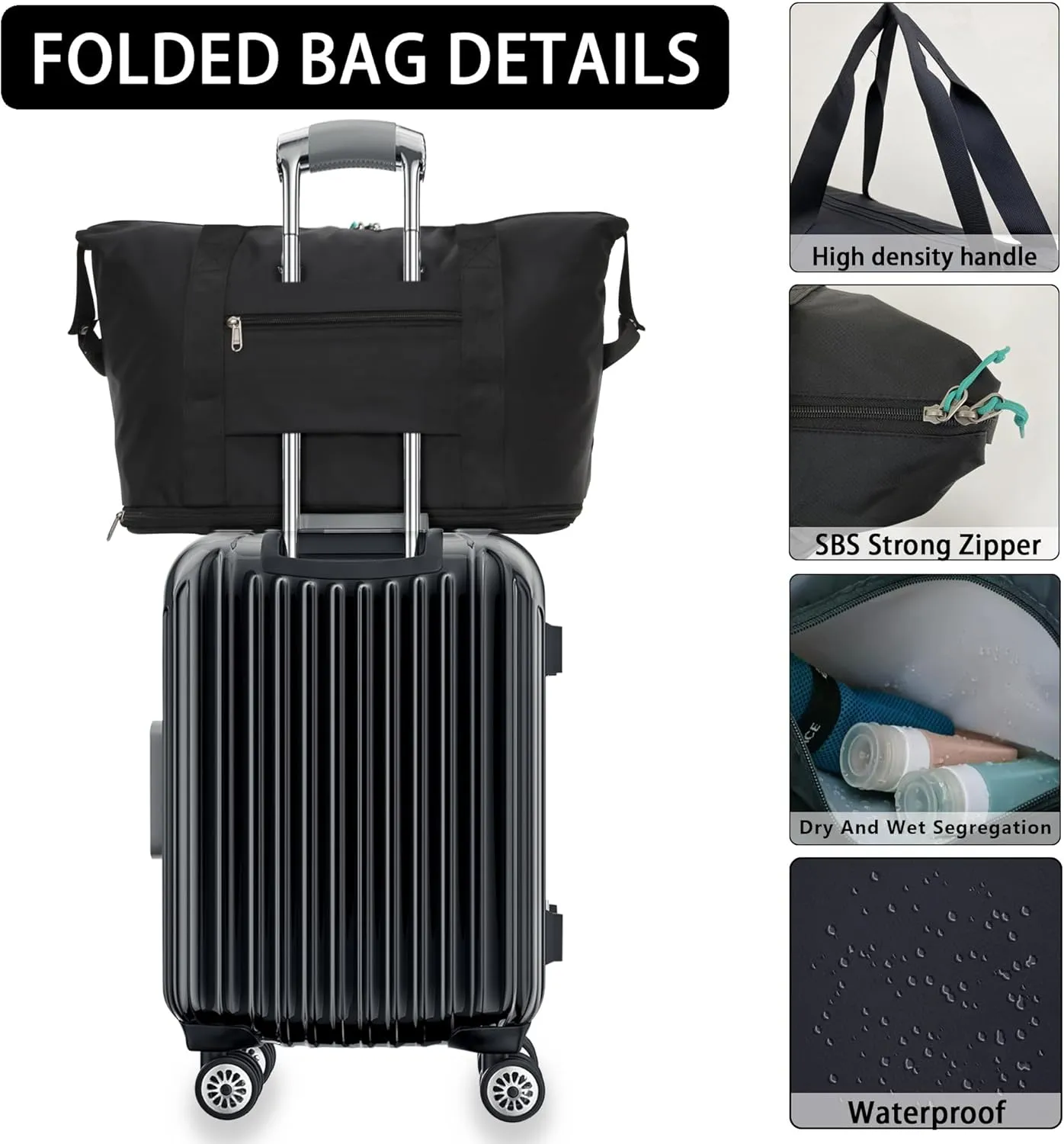Foldable Travel Duffel Bag Expandable collapsible Luggage Large Capacity Lightweight Oxford Fabric Waterproof Men and Women