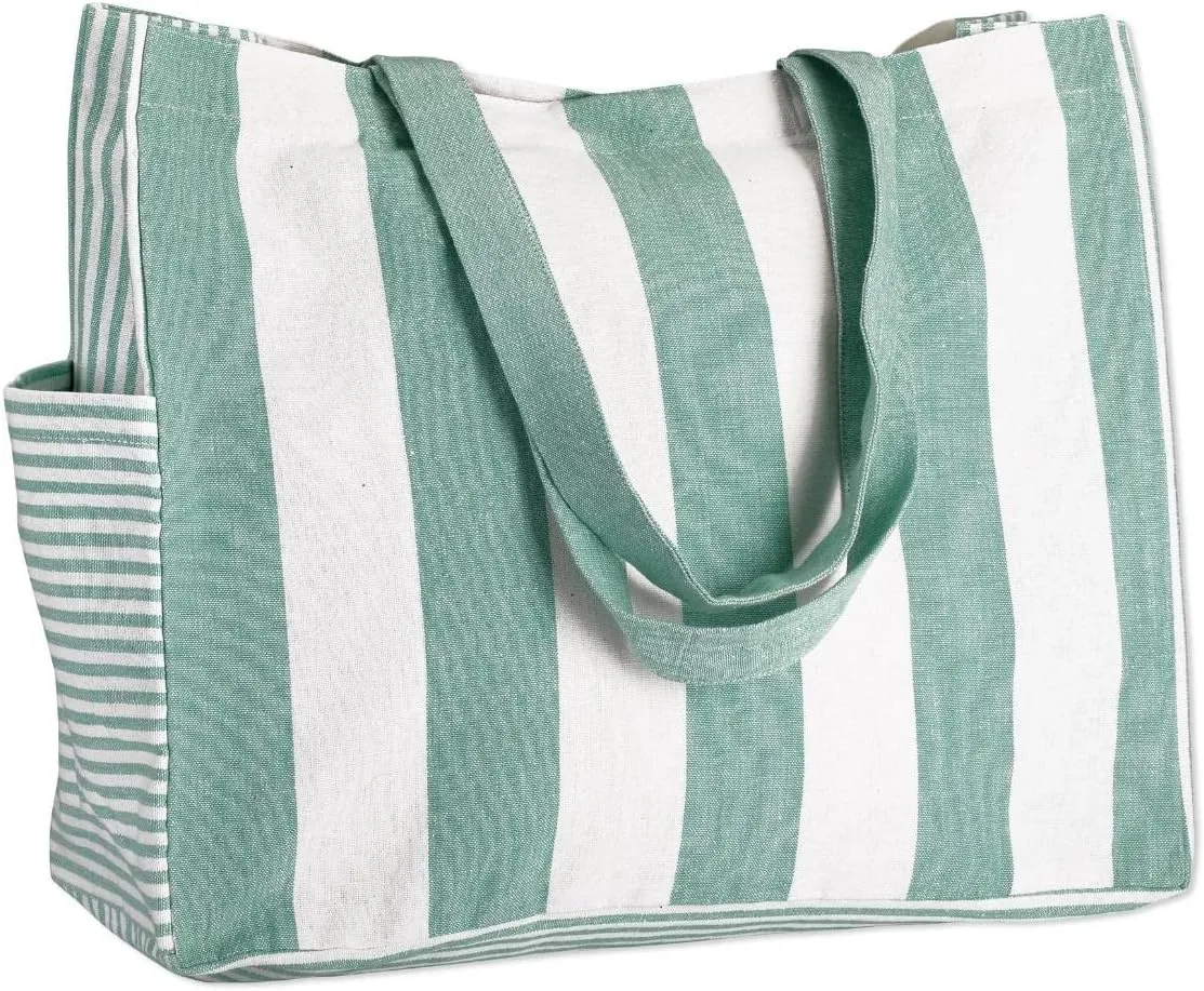 Folkulture Beach Bag for Women | 17 x 14 Inch - 100% Cotton Beach Tote Bag with Zipper Pocket Inside, Large Woven Pool Bag