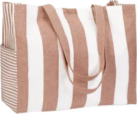 Folkulture Beach Bag for Women | 17 x 14 Inch - 100% Cotton Beach Tote Bag with Zipper Pocket Inside, Large Woven Pool Bag