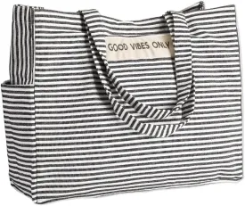 Folkulture Beach Bag for Women | 17 x 14 Inch - 100% Cotton Beach Tote Bag with Zipper Pocket Inside, Large Woven Pool Bag