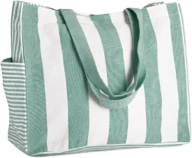 Folkulture Beach Bag for Women | 17 x 14 Inch - 100% Cotton Beach Tote Bag with Zipper Pocket Inside, Large Woven Pool Bag