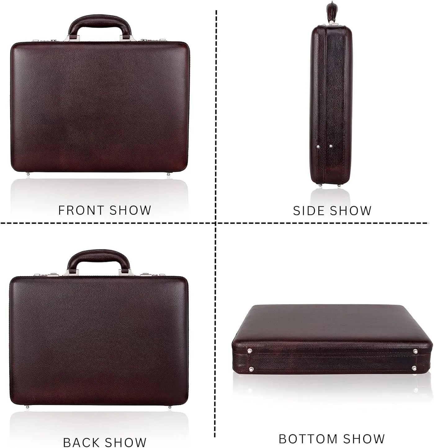 Full Grain Leather Briefcase Attache Case For Unisex Size L17xW3xH12 Inches Briefcase Bag