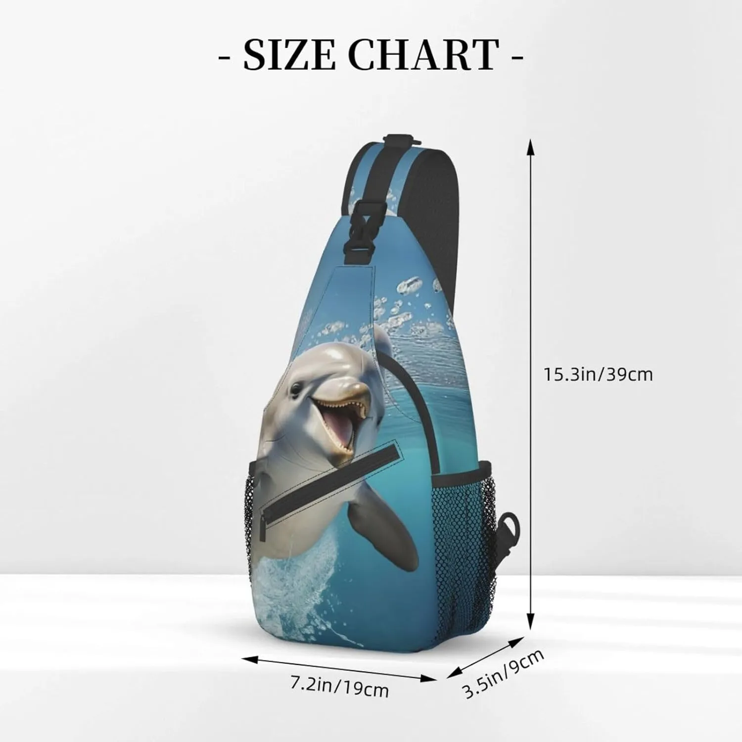 Funny Animal Dolphin Shoulder Bag Crossbody Backpack Chest Bag Lightweight Sling Daypackstravel Hiking Cycling For Men Women