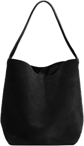 Genuine Leather Bucket Shoulder Bags for Women Ladies Large Tote Purse Handbags Soft Suede Working Satchel
