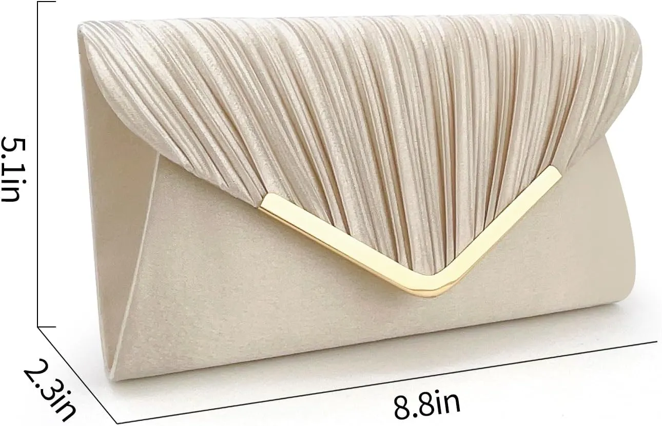 Glamorous Envelope Clutch Bag - Elegant Womens Satin Finish Evening Purse for Weddings, Proms, Parties & Formal Events