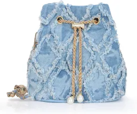 GOKTOW Small Denim Bucket Bag for Women, Jean Purse Crossbody Bags Denim Tote Handbag