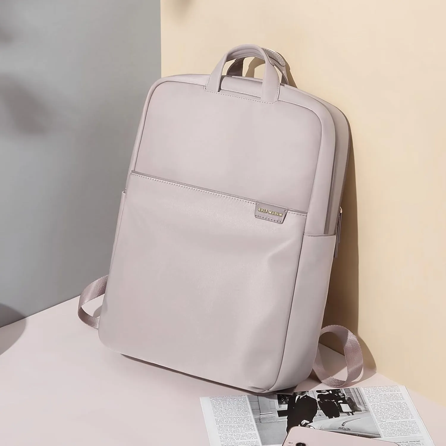 GOLF SUPAGS Travel Laptop Backpack for Women Anti Theft Slim Durable College Bookbag Business Computer Bag Fit 15.6Inch Notebook (Pinkish Grey, 15.6Inch)