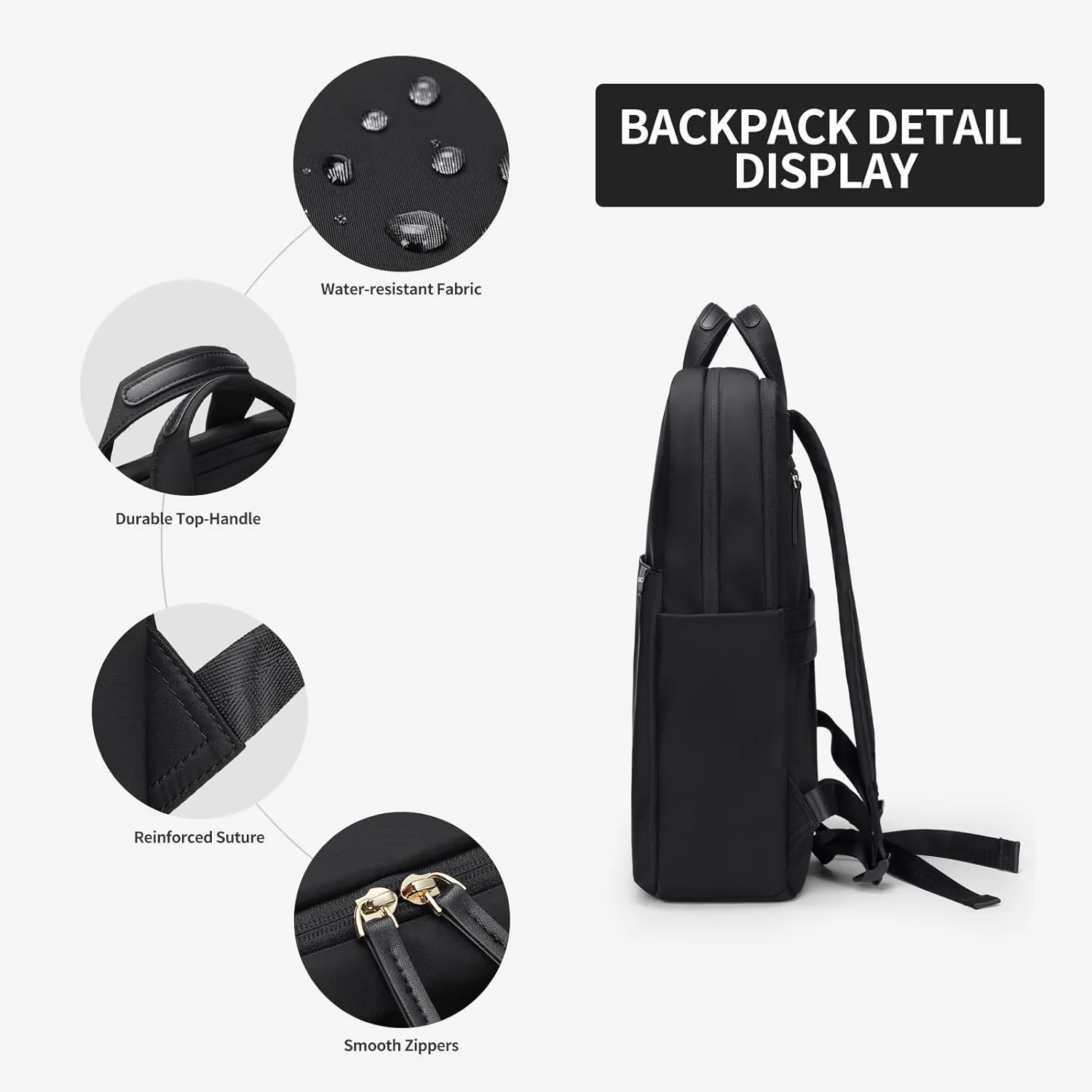 GOLF SUPAGS Travel Laptop Backpack for Women Anti Theft Slim Durable College Bookbag Business Computer Bag Fit 17Inch Notebook (Black, 17Inch)