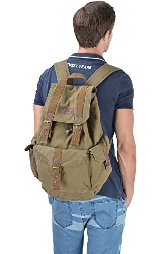 Gootium 21101AMG Specially High Density Thick Canvas Backpack Rucksack, Army Green, Large
